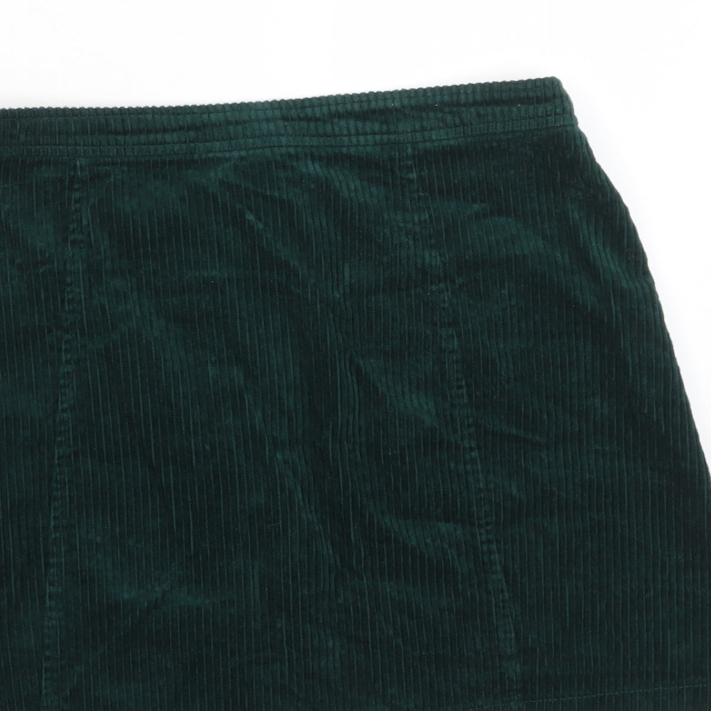 Denim & Co. Womens Red Cotton A-Line Skirt Size 12 Button - Pockets