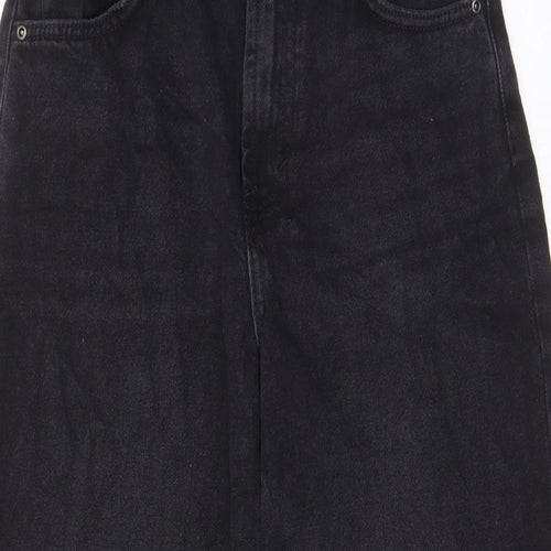 Pull&Bear Womens Black Cotton Wide-Leg Jeans Size 8 L26 in Regular Zip - Pockets