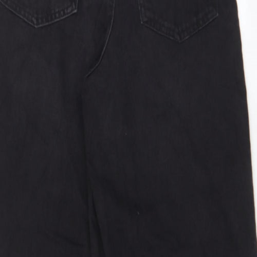 Pull&Bear Womens Black Cotton Wide-Leg Jeans Size 8 L26 in Regular Zip - Pockets