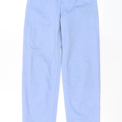 Marks and Spencer Womens Blue Cotton Straight Jeans Size 6 L23 in Regular Zip - Pockets