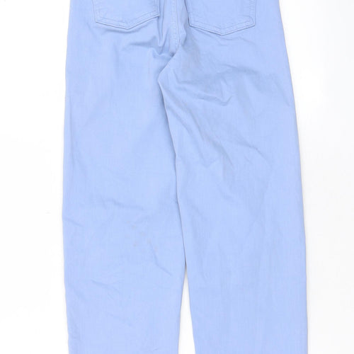 Marks and Spencer Womens Blue Cotton Straight Jeans Size 6 L23 in Regular Zip - Pockets