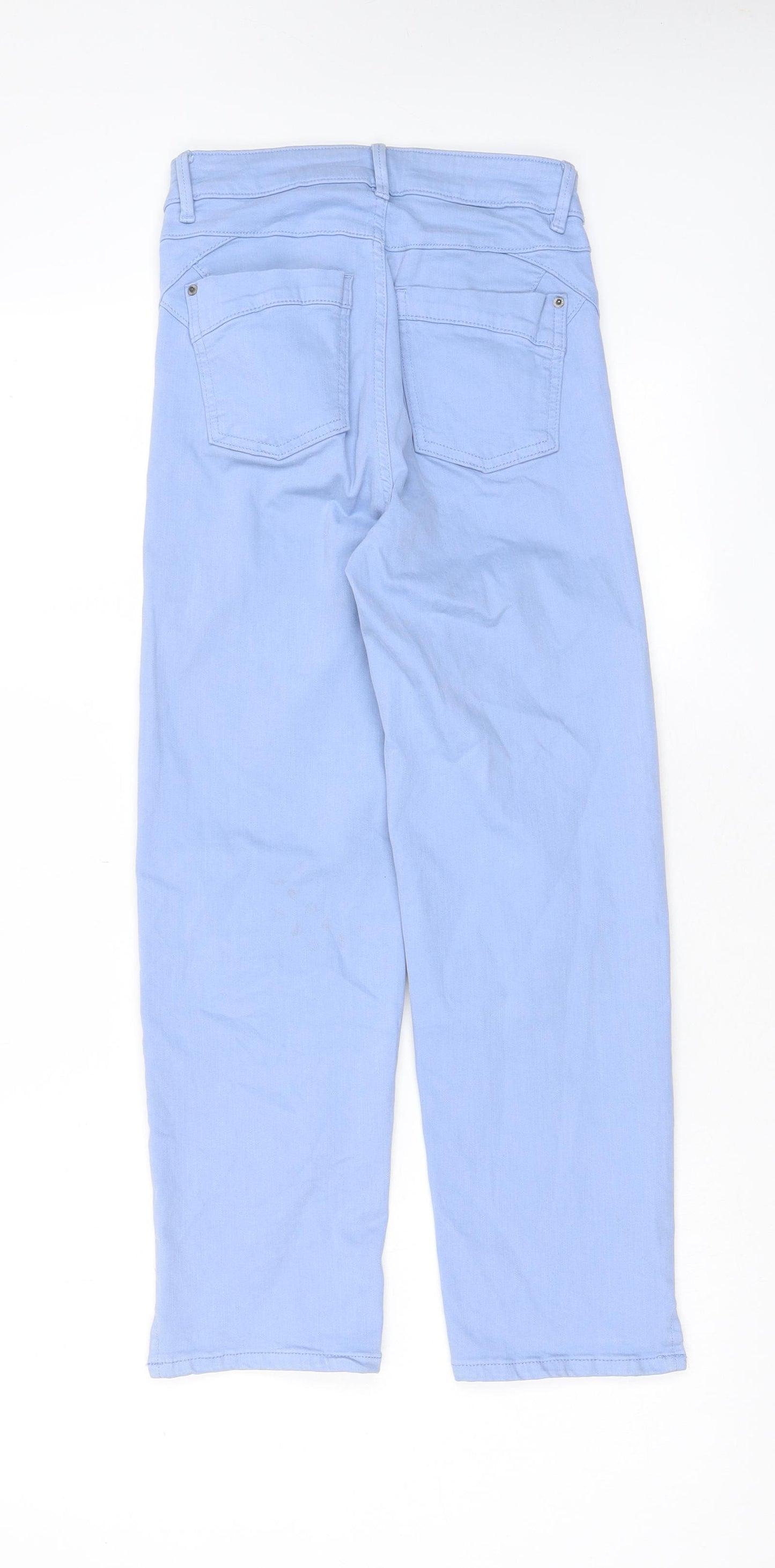 Marks and Spencer Womens Blue Cotton Straight Jeans Size 6 L23 in Regular Zip - Pockets