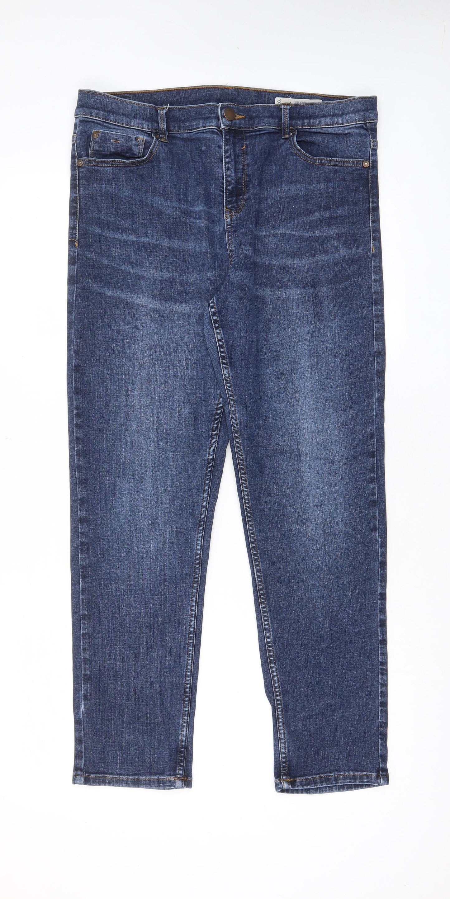 RJR.John Rocha Womens Blue Cotton Skinny Jeans Size 16 L28 in Slim Zip - Pockets