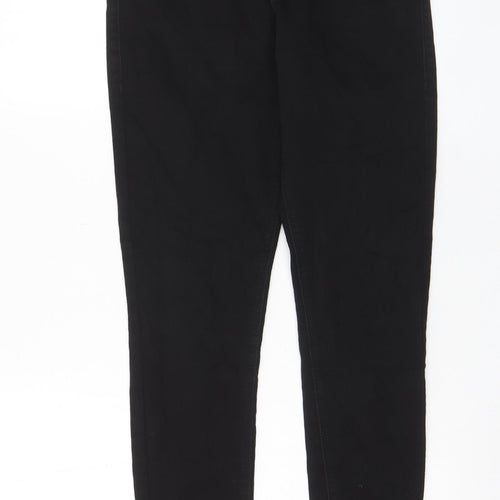 Marks and Spencer Womens Black Cotton Skinny Jeans Size 10 L28 in Regular Zip - Pockets