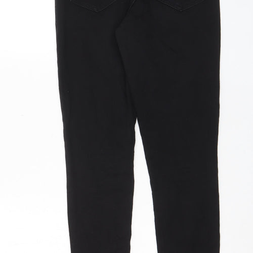Marks and Spencer Womens Black Cotton Skinny Jeans Size 10 L28 in Regular Zip - Pockets