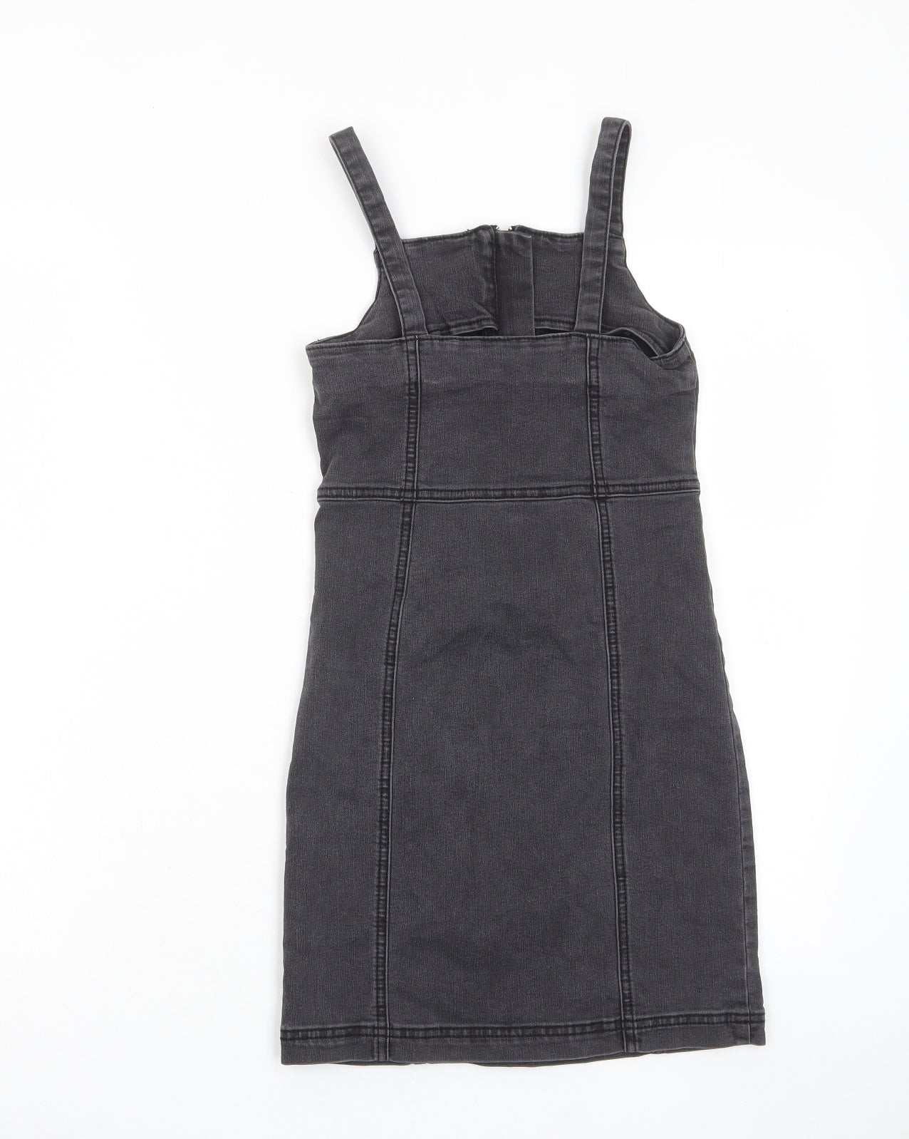 George Girls Grey Cotton A-Line Size 9-10 Years Square Neck Zip