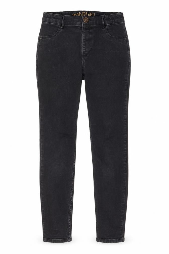 River Island Girls Grey Cotton Skinny Jeans Size 11 Years L25 in Regular Zip - Pockets, Adjustable waist
