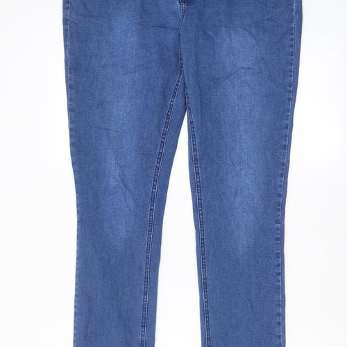 Joules Womens Blue Cotton Straight Jeans Size 16 L29 in Regular Zip - Pockets