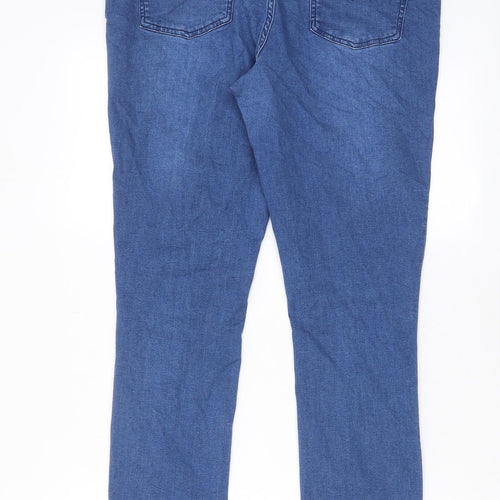 Joules Womens Blue Cotton Straight Jeans Size 16 L29 in Regular Zip - Pockets