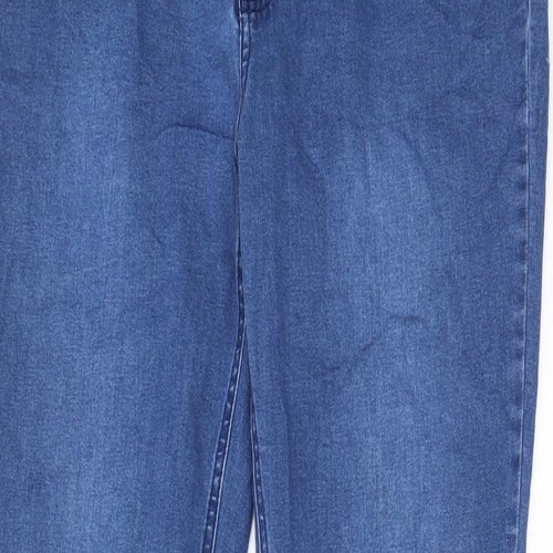 Joules Womens Blue Cotton Straight Jeans Size 16 L29 in Regular Zip - Pockets