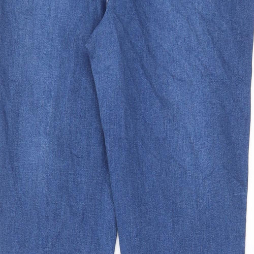 Joules Womens Blue Cotton Straight Jeans Size 16 L29 in Regular Zip - Pockets
