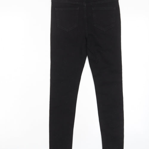 George Girls Black Cotton Skinny Jeans Size 9-10 Years L23 in Regular Zip - Pockets, Adjustable waist