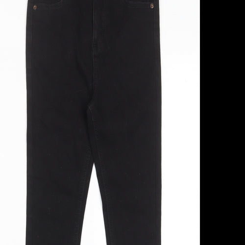 George Girls Black Cotton Skinny Jeans Size 9-10 Years L23 in Regular Zip - Pockets, Adjustable waist