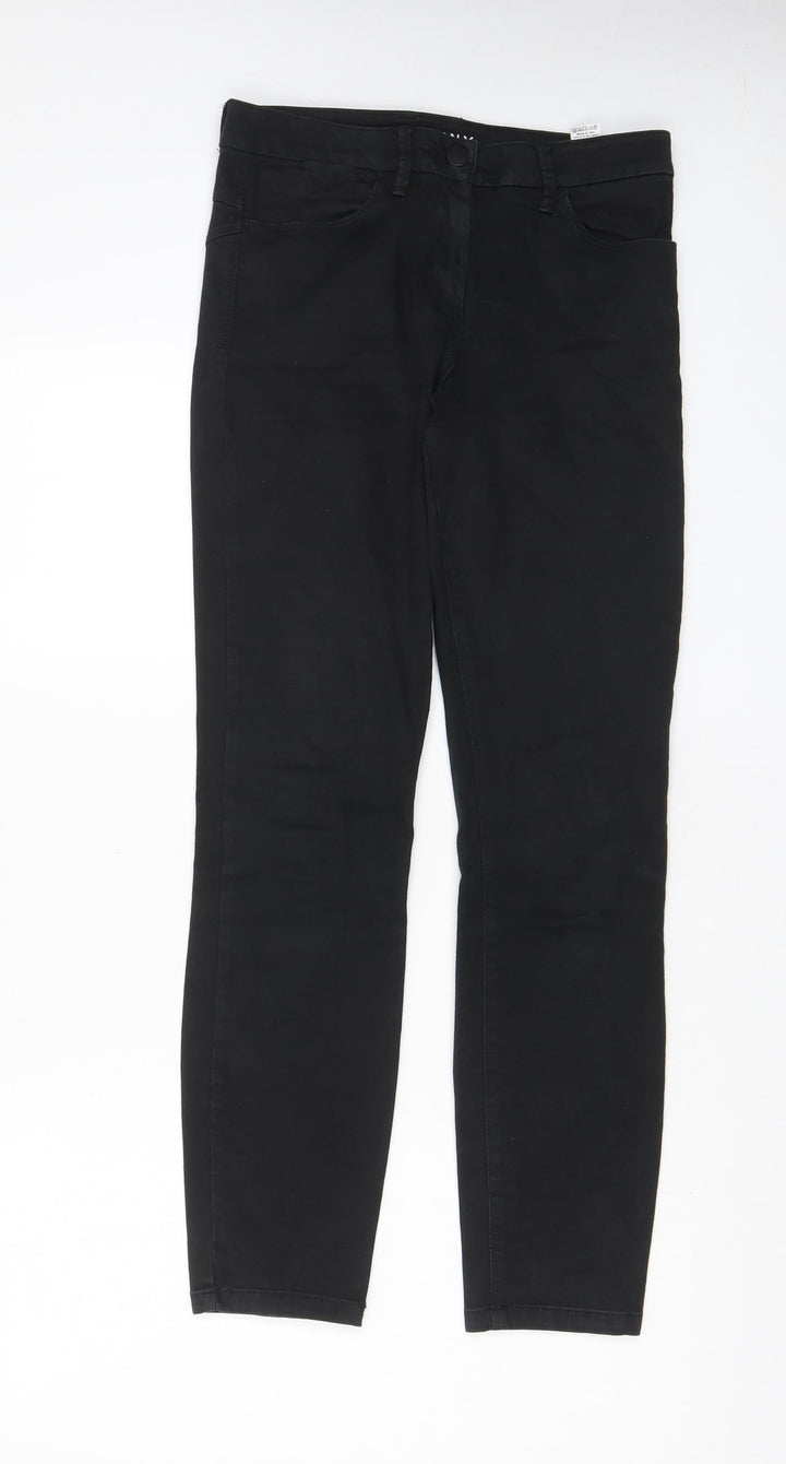 Marks and Spencer Womens Black Cotton Skinny Jeans Size 8 L29 in Regular Zip - Pockets