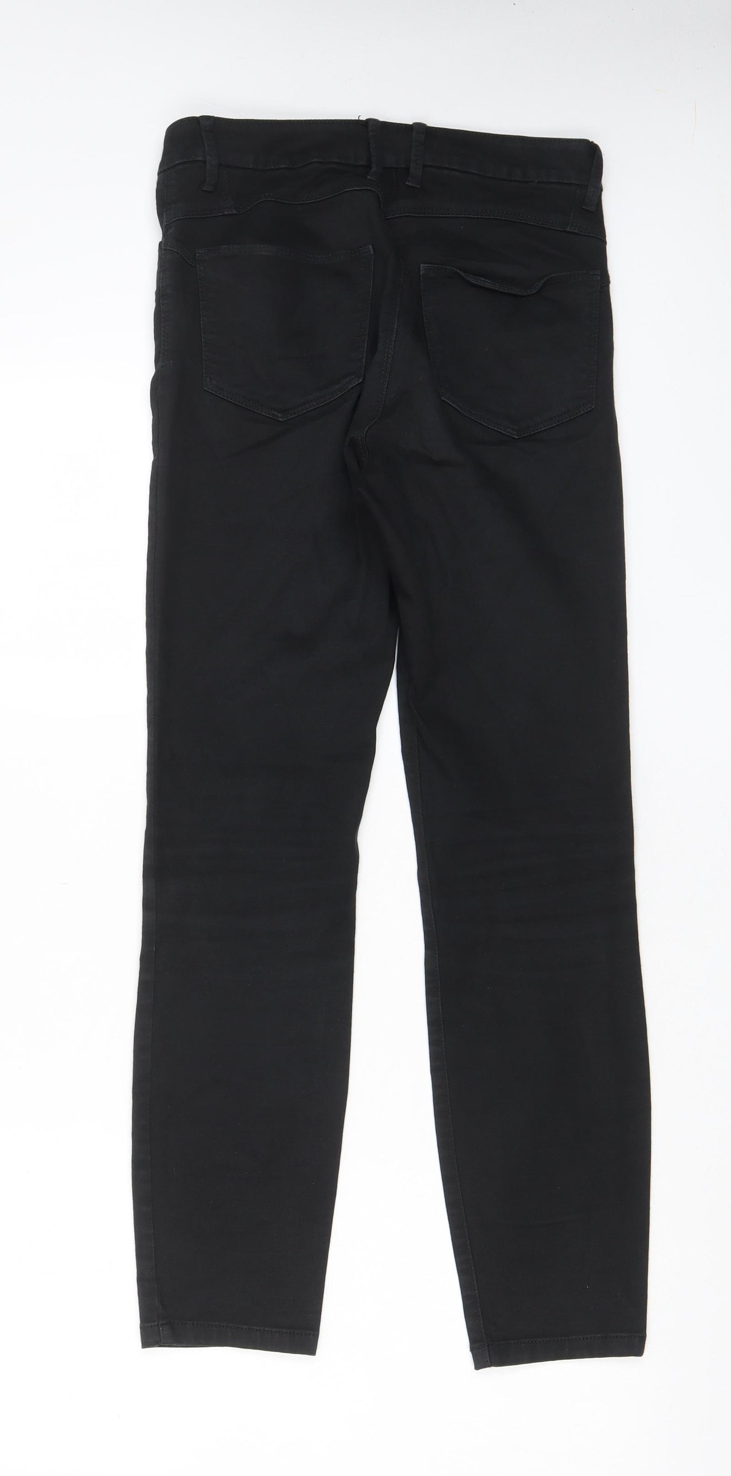 Marks and Spencer Womens Black Cotton Skinny Jeans Size 8 L29 in Regular Zip - Pockets