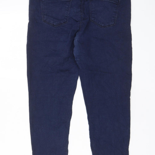 Oasis Womens Blue Cotton Capri Jeans Size 14 L23 in Regular Zip - Pockets
