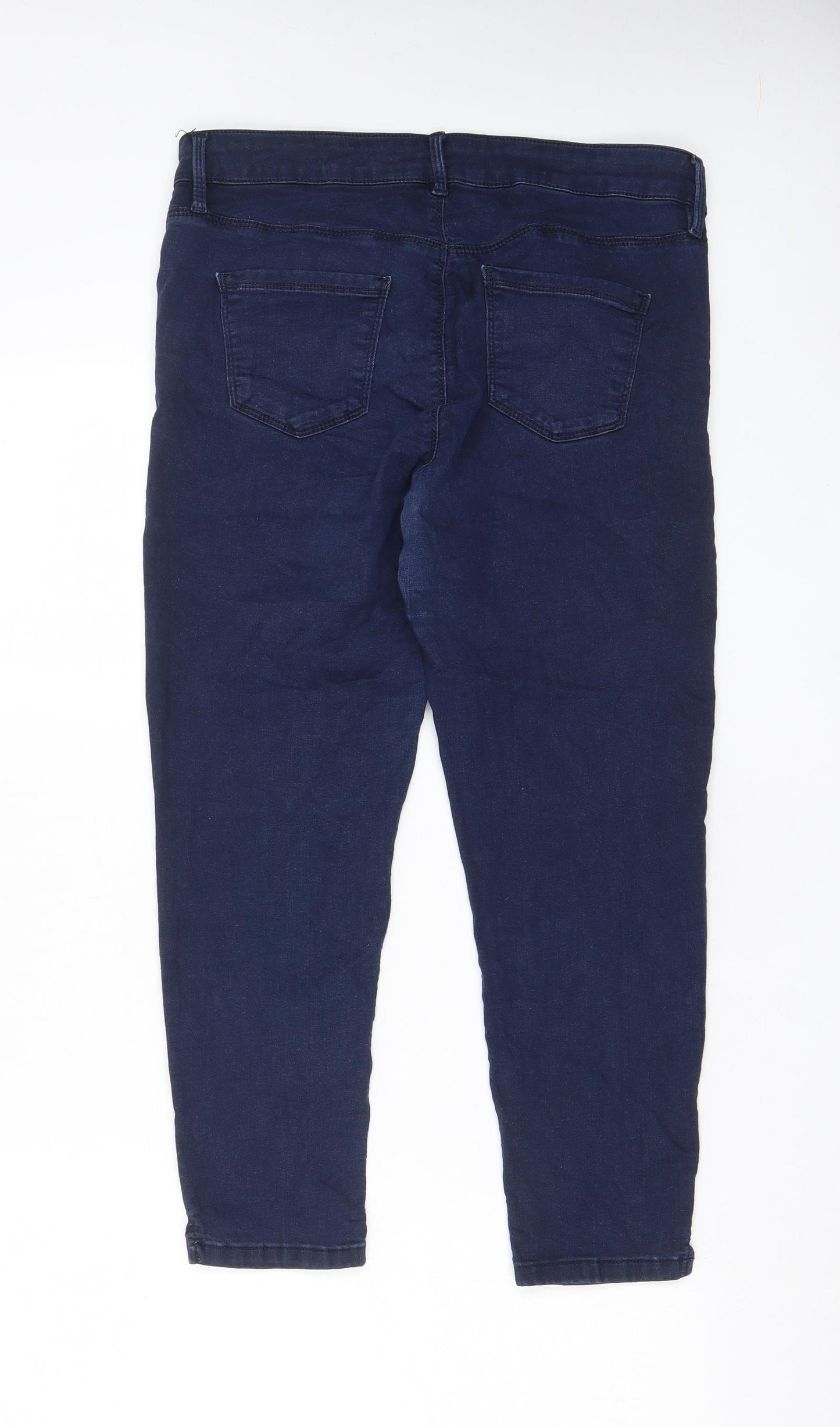 Oasis Womens Blue Cotton Capri Jeans Size 14 L23 in Regular Zip - Pockets
