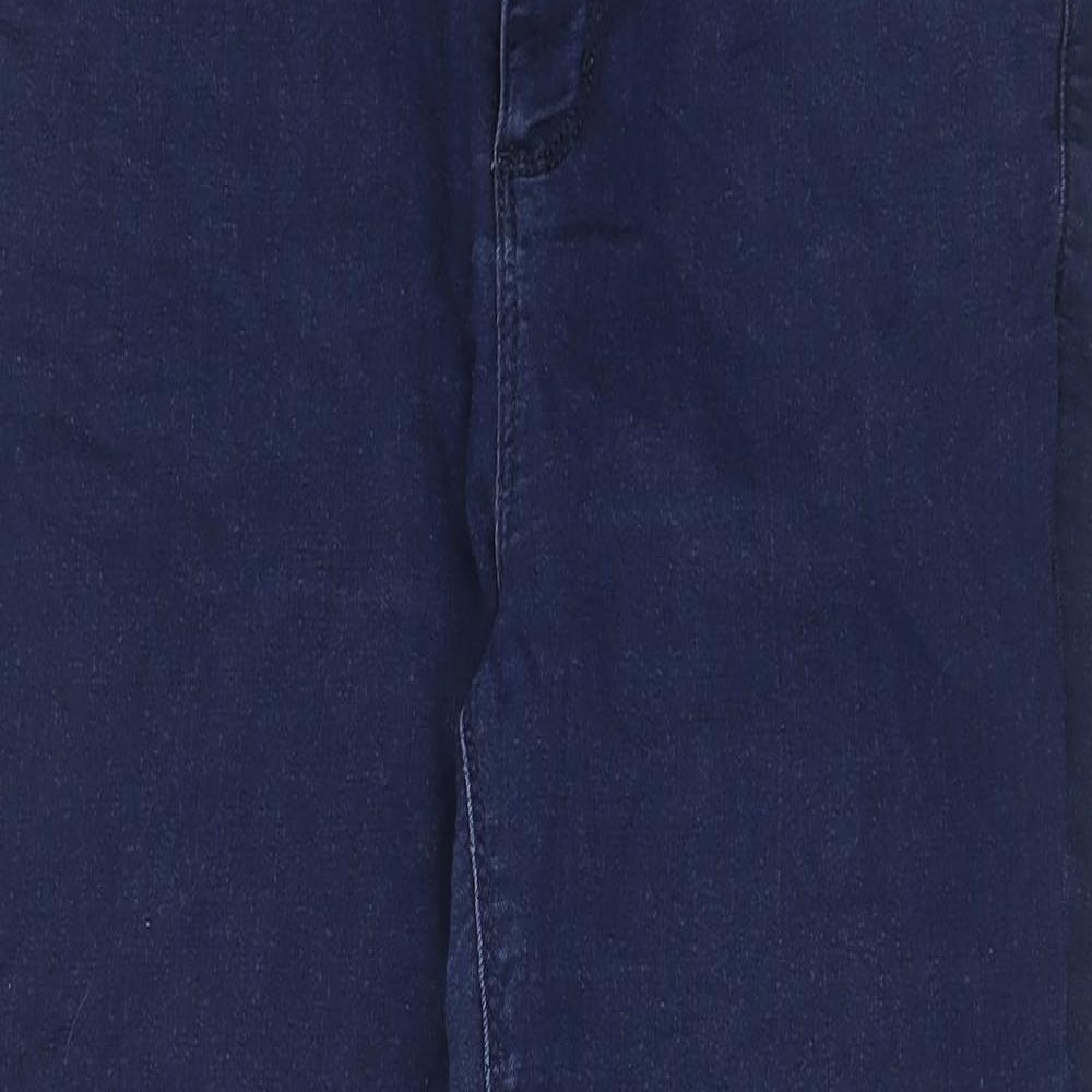 Oasis Womens Blue Cotton Capri Jeans Size 14 L23 in Regular Zip - Pockets