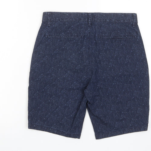 NEXT Mens Black Geometric Cotton Bermuda Shorts Size 30 in L9 in Regular Zip - Pockets