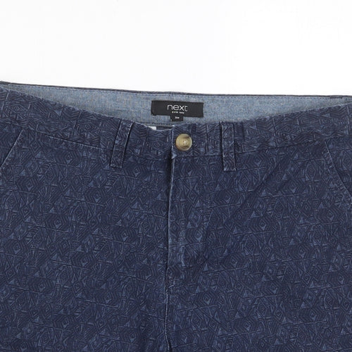 NEXT Mens Black Geometric Cotton Bermuda Shorts Size 30 in L9 in Regular Zip - Pockets
