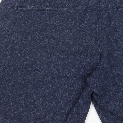 NEXT Mens Black Geometric Cotton Bermuda Shorts Size 30 in L9 in Regular Zip - Pockets