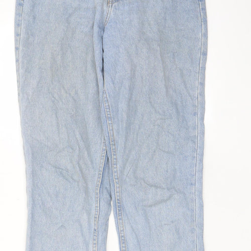 Brave Soul Womens Blue Cotton Straight Jeans Size 10 L28 in Regular Zip - Pockets