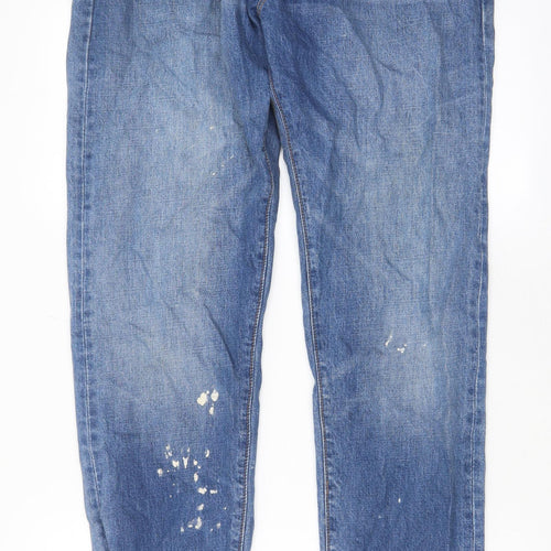 Gap Mens Blue Cotton Tapered Jeans Size 34 in L34 in Regular Zip - Pockets, Logo