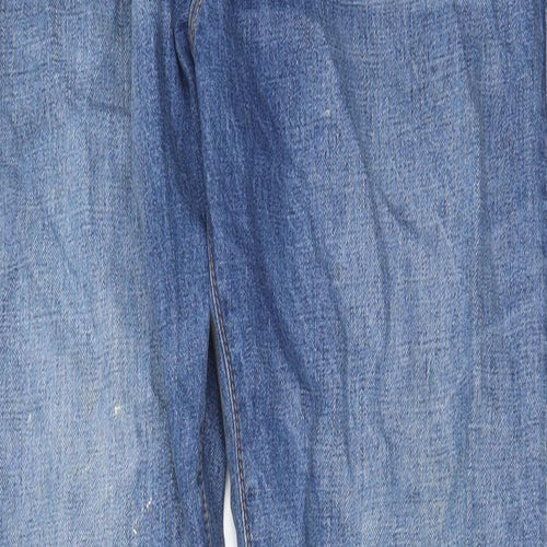 Gap Mens Blue Cotton Tapered Jeans Size 34 in L34 in Regular Zip - Pockets, Logo
