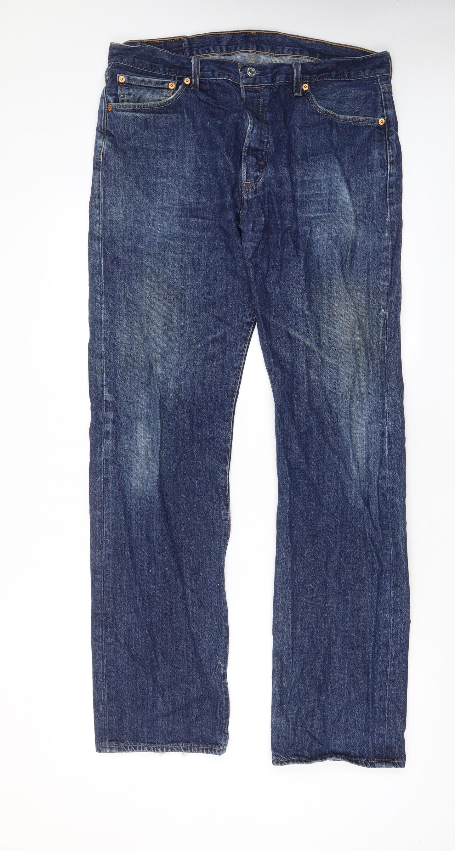 Levi's Mens Blue Cotton Straight Jeans Size 36 in L34 in Regular Zip - Pockets, Logo