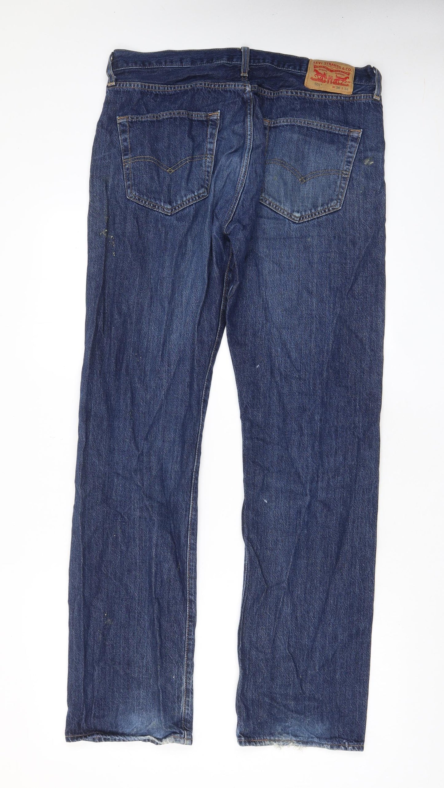 Levi's Mens Blue Cotton Straight Jeans Size 36 in L34 in Regular Zip - Pockets, Logo