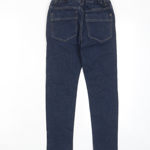 F&F Boys Blue Cotton Straight Jeans Size 9 Years Regular Zip - Pockets, Adjustable waist