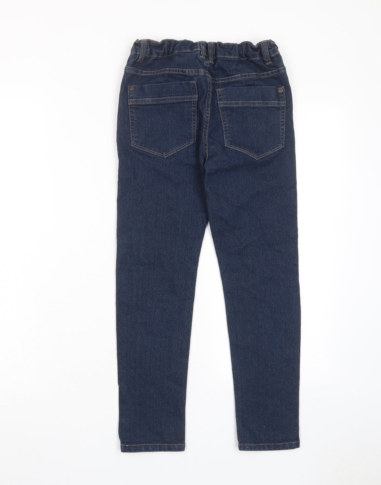 F&F Boys Blue Cotton Straight Jeans Size 9 Years Regular Zip - Pockets, Adjustable waist