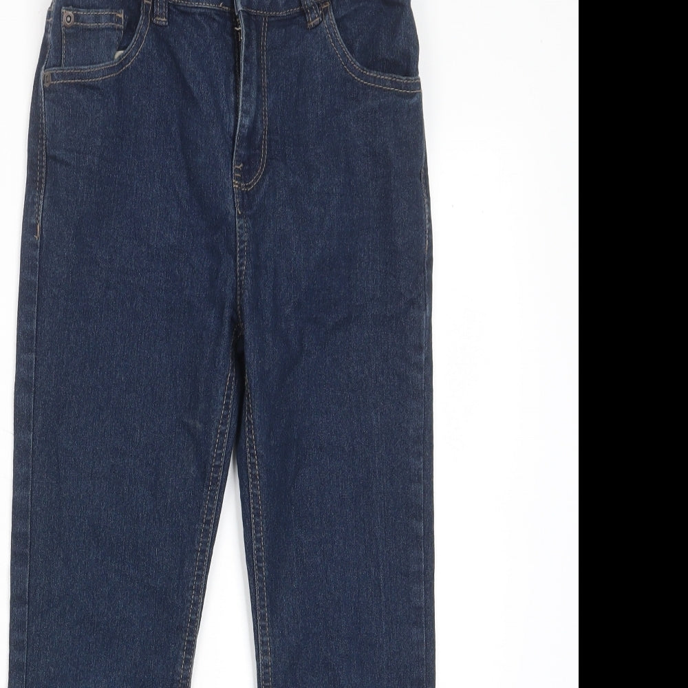 F&F Boys Blue Cotton Straight Jeans Size 9 Years Regular Zip - Pockets, Adjustable waist