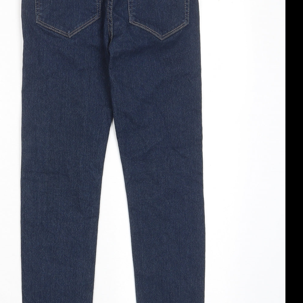 F&F Boys Blue Cotton Straight Jeans Size 9 Years Regular Zip - Pockets, Adjustable waist