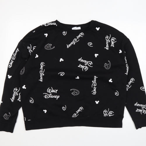 Disney Womens Black Polyester Pullover Sweatshirt Size L Pullover - Logo
