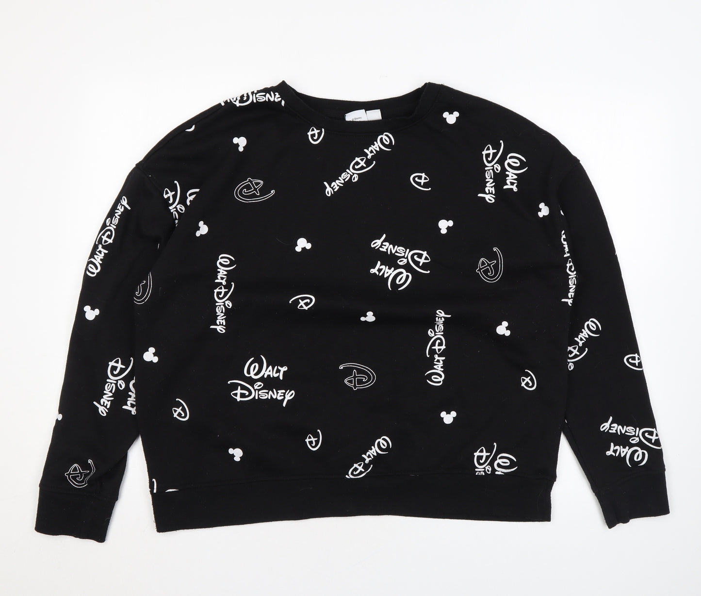 Disney Womens Black Polyester Pullover Sweatshirt Size L Pullover - Logo