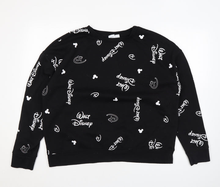 Disney Womens Black Polyester Pullover Sweatshirt Size L Pullover - Logo