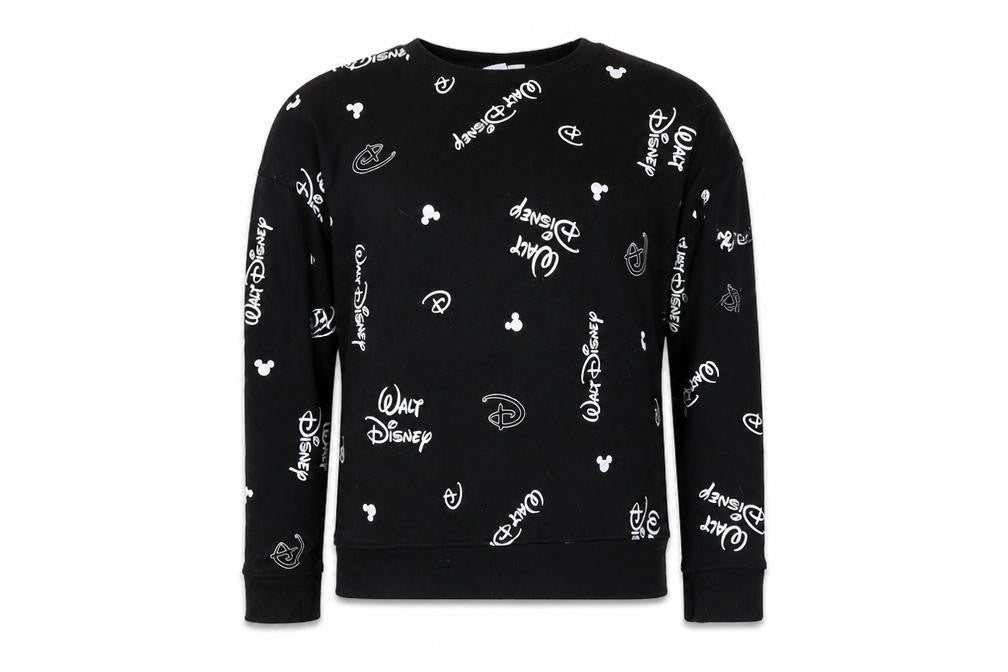 Front view of Disney women’s black polyester pullover sweatshirt, size L, pullover - logo
