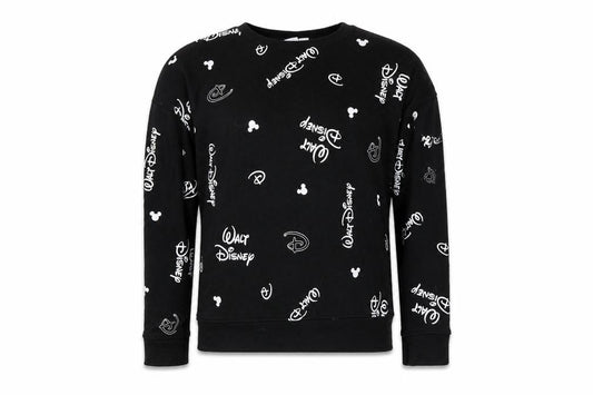 Front view of Disney women’s black polyester pullover sweatshirt, size L, pullover - logo