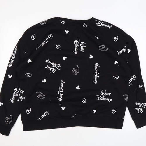 Disney Womens Black Polyester Pullover Sweatshirt Size L Pullover - Logo