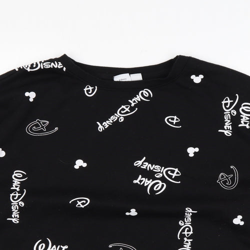 Disney Womens Black Polyester Pullover Sweatshirt Size L Pullover - Logo