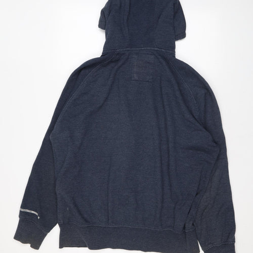 Crosshatch Mens Blue Polyester Full Zip Hoodie Size L