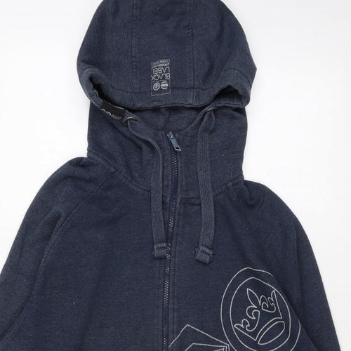 Crosshatch Mens Blue Polyester Full Zip Hoodie Size L