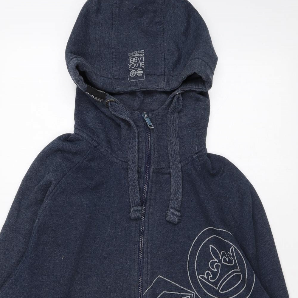 Crosshatch Mens Blue Polyester Full Zip Hoodie Size L