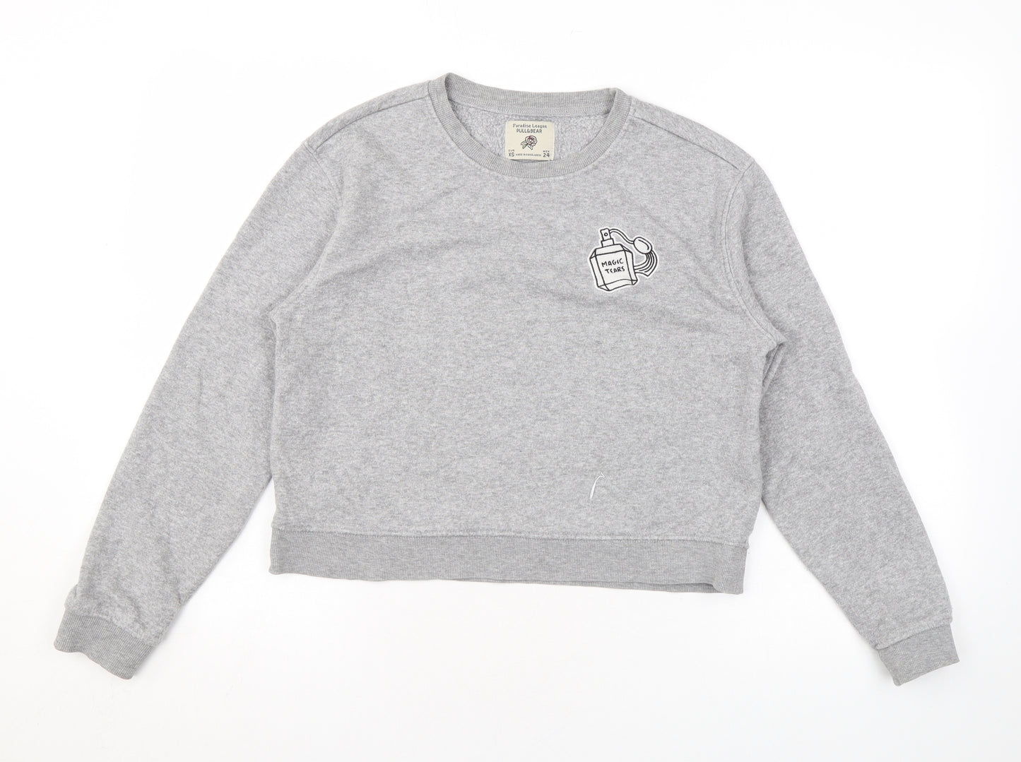 Pull&Bear Womens Grey Polyester Pullover Sweatshirt Size XS Pullover