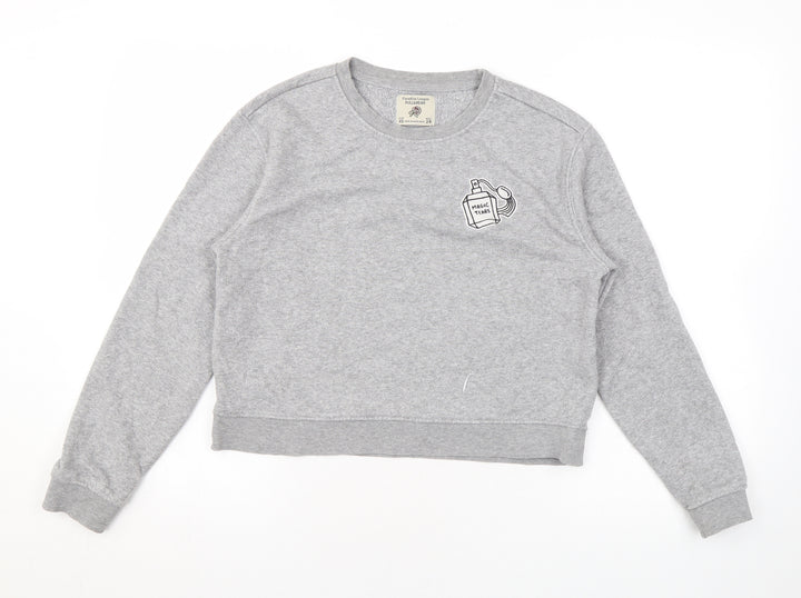 Pull&Bear Womens Grey Polyester Pullover Sweatshirt Size XS Pullover