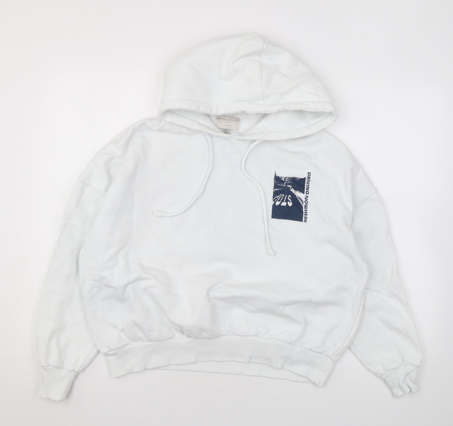 Pull&Bear Womens White Cotton Pullover Hoodie Size XS Pullover