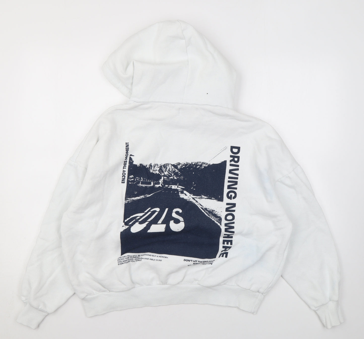 Pull&Bear Womens White Cotton Pullover Hoodie Size XS Pullover