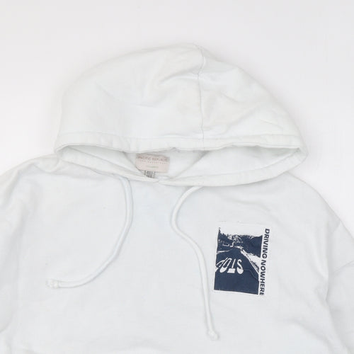 Pull&Bear Womens White Cotton Pullover Hoodie Size XS Pullover
