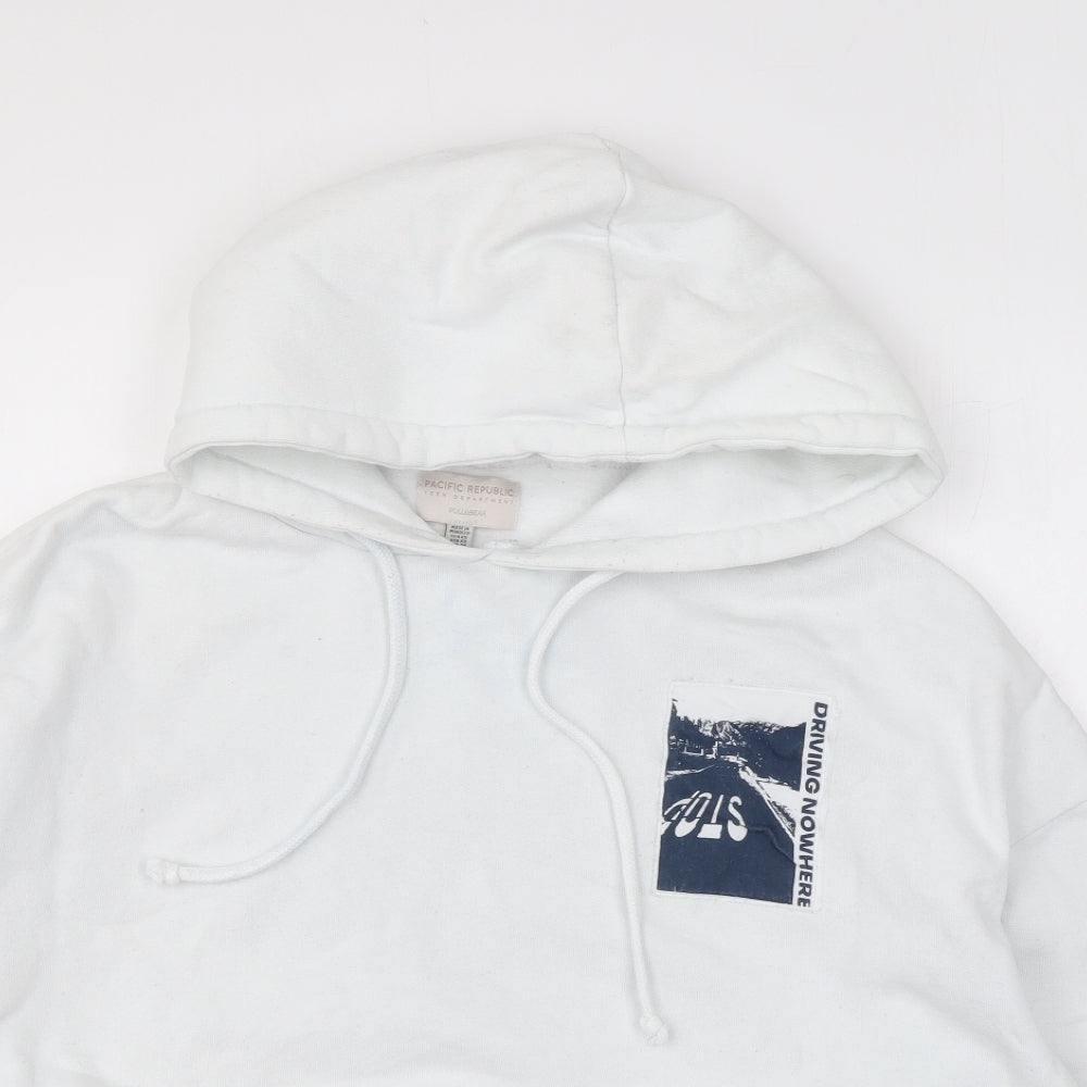 Pull&Bear Womens White Cotton Pullover Hoodie Size XS Pullover